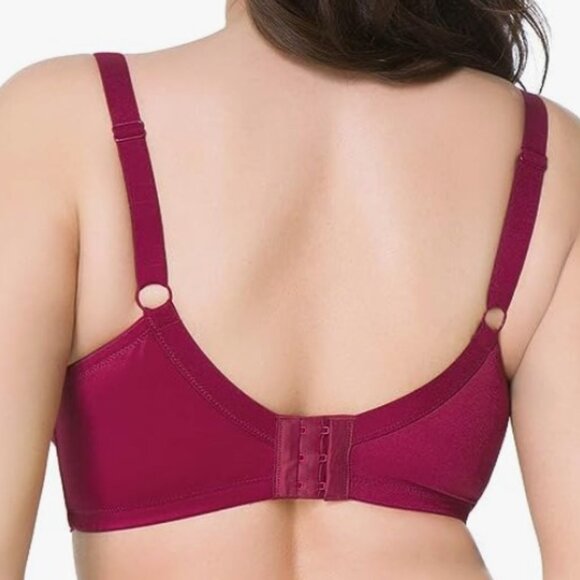 New Lace Minimizer Bra Full Coverage with Underwire -- Cranberry Red - 36DD - Picture 4 of 5